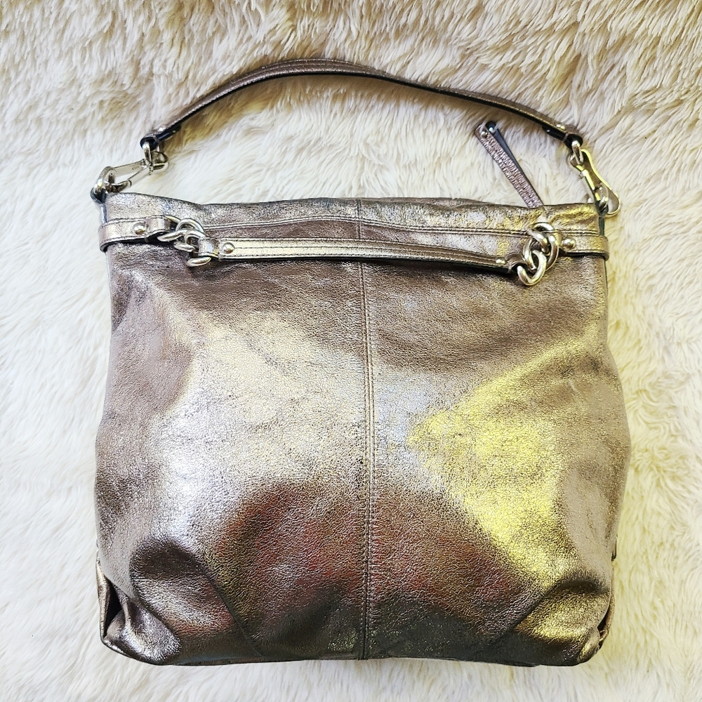 Coach Brooke Gold/Black Metallic Lrg Hobo